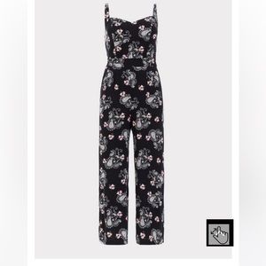 Black & Pink Paisley wide leg jumpsuit
